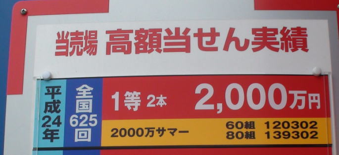 2000万サマー(第625回全国自治宝くじ)当選番号