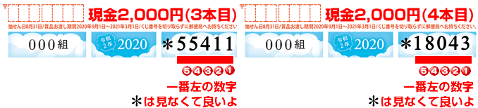 令和2年日本郵便(夏の葉書)クジかもめーる(日本郵便局宝くじ/夏手紙/サマーハガキ)2020当選条件の現金2000円下5ケタ(2本目)の意味とは？