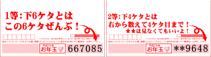 年賀状当選番号の1等下6ケタとは？