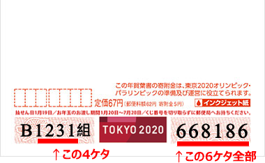 2020年お年玉付き年賀はがき当選番号一覧の見方