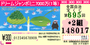 ドリームジャンボミニ7000万（第719回全国自治宝くじ）の1等抽せん結果！