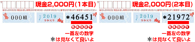 日本郵便(夏の葉書)クジかもめーる(日本郵便局宝くじ/夏手紙/サマーハガキ)2019当選条件の現金2000円下5ケタ(3本目)の意味とは？