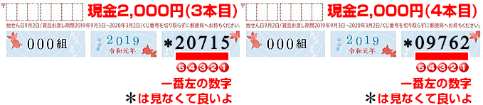 日本郵便(夏の葉書)クジかもめーる(日本郵便局宝くじ/夏手紙/サマーハガキ)2019当選条件の現金2000円下5ケタ(1本目)の意味とは？